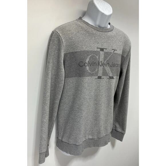 CALVIN KLEIN MENS GRAY FLEECE CREW NECK LONG SLEEVE SWEATSHIRT SIZE L - Picture 2 of 7